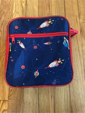 Kids Rocket Lunch Bag - Navy with Red Trim